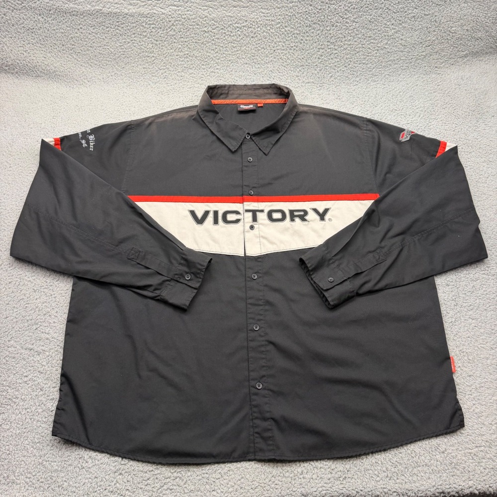Victory Motorcycles Mens 3XL Black Long Sleeve Mechanic Work Button Down Shirt